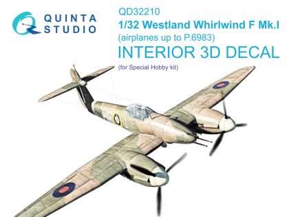 1:32 Westland Whirlwind F Mk.I 3D-Printed & coloured Interior on decal paper (Special Hobby)