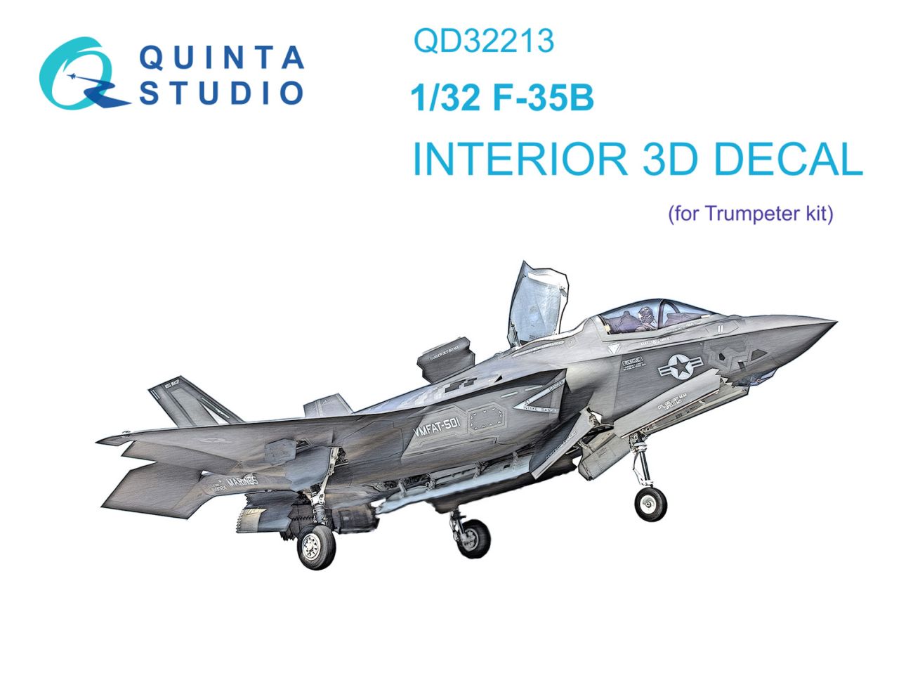1:32 F-35B 3D-Printed & coloured Interior on decal paper (Trumpeter)