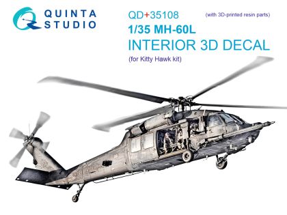 1:35 MH-60L 3D-Printed & coloured Interior on decal paper (KittyHawk) (with 3D-printed resin parts)