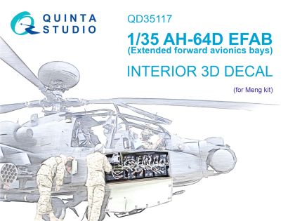 1:35 AH-64D Extended forward avionics bays 3D-Printed & coloured Interior on decal paper (Meng)