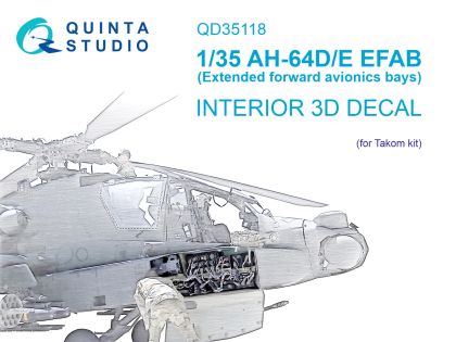 1:35 AH-64D Extended forward avionics bays 3D-Printed & coloured Interior on decal paper (Takom)