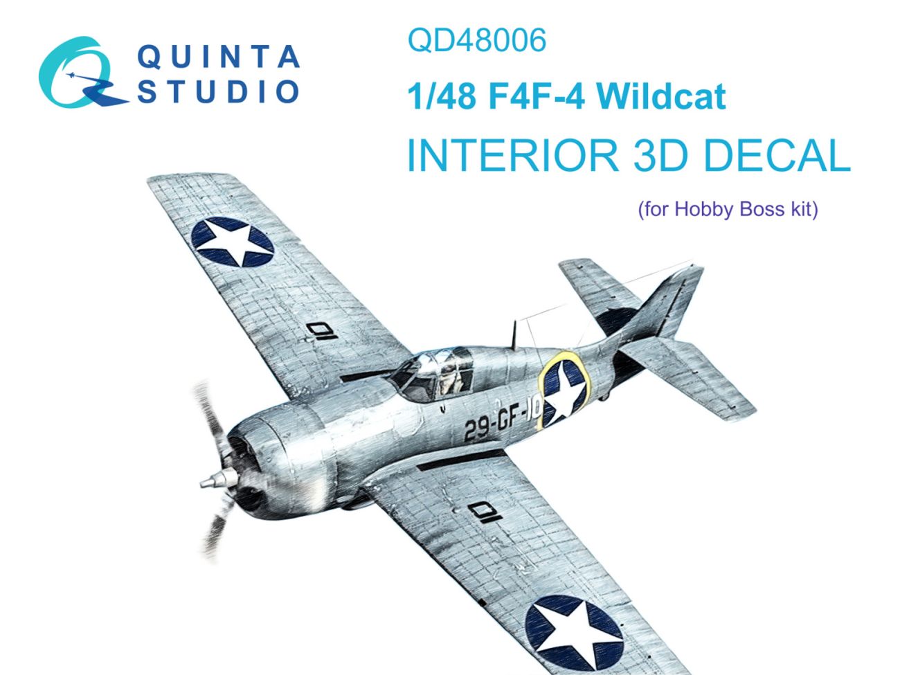 1:48 F4F-4 Wildcat 3D-Printed & coloured Interior on decal paper (HobbyBoss)