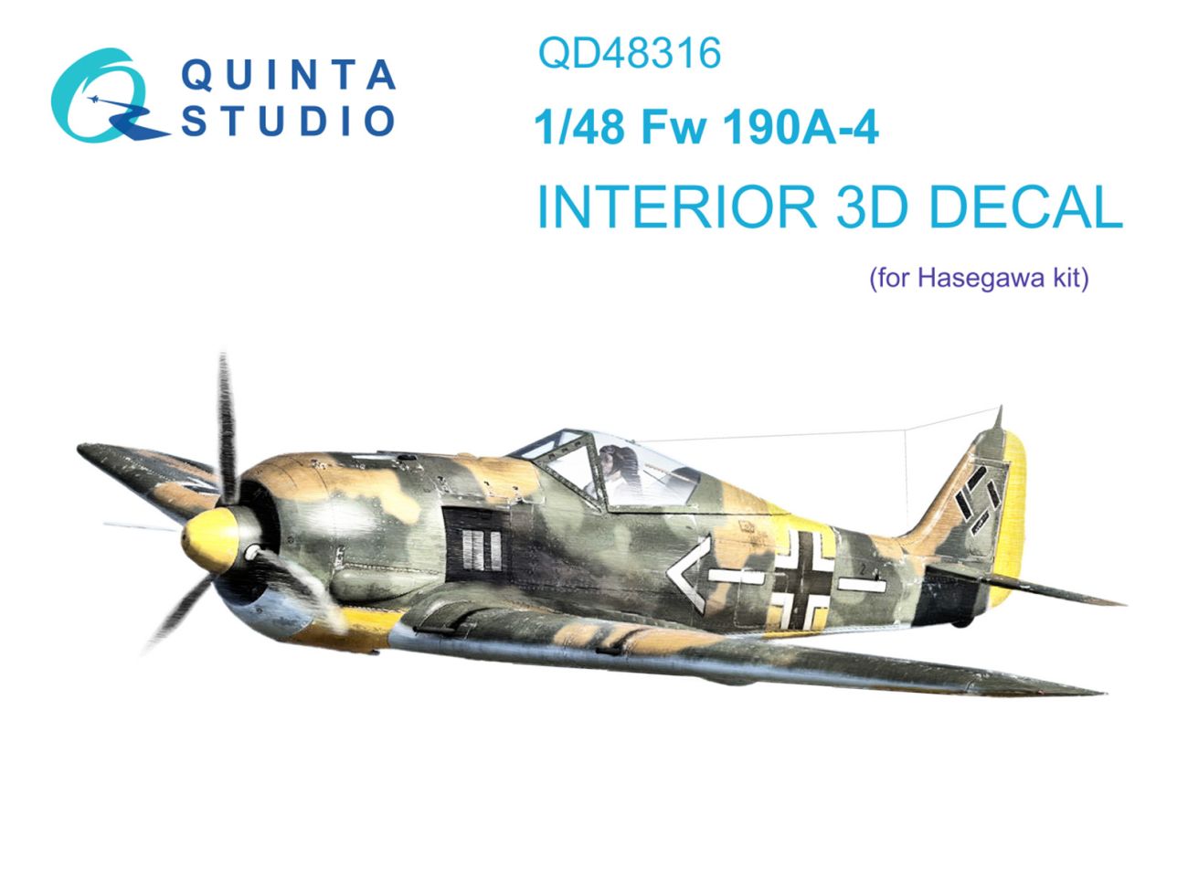 1:48 Fw 190A-4 3D-Printed & coloured Interior on decal paper (Hasegawa)