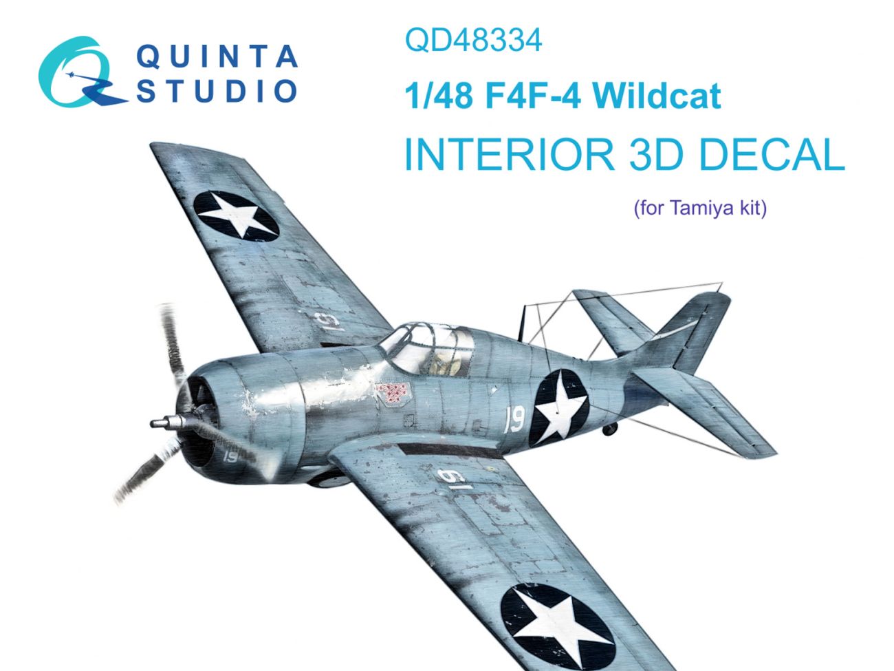 1:48 F4F-4 Wildcat 3D-Printed & coloured Interior on decal paper (Tamiya)