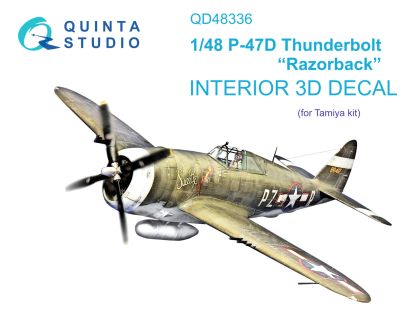 1:48 P-47D Thunderbolt Razorback 3D-Printed & coloured Interior on decal paper (Tamiya)