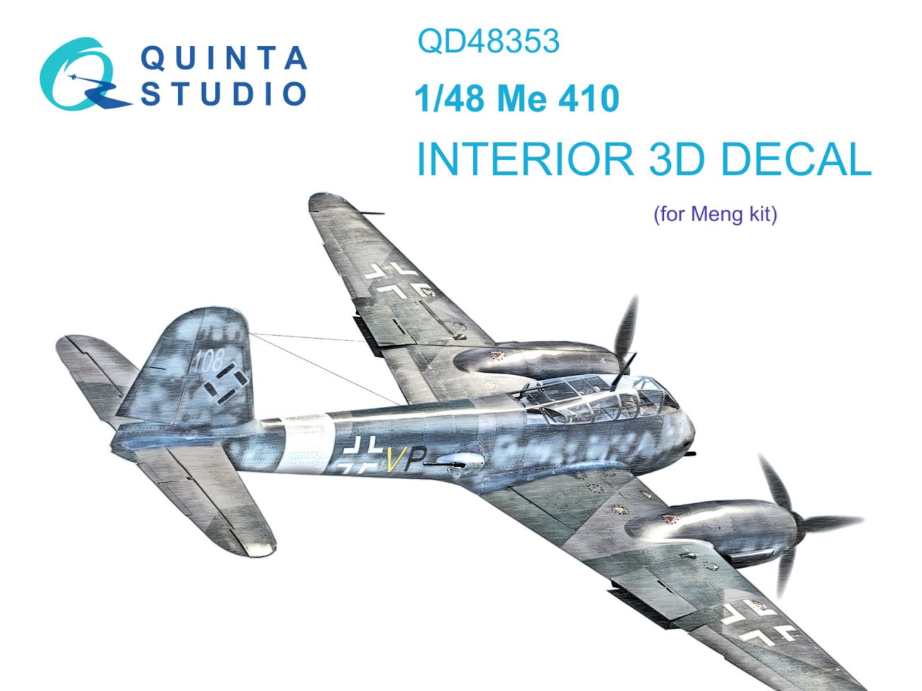 1:48 Me 410 3D-Printed & coloured Interior on decal paper (Meng)