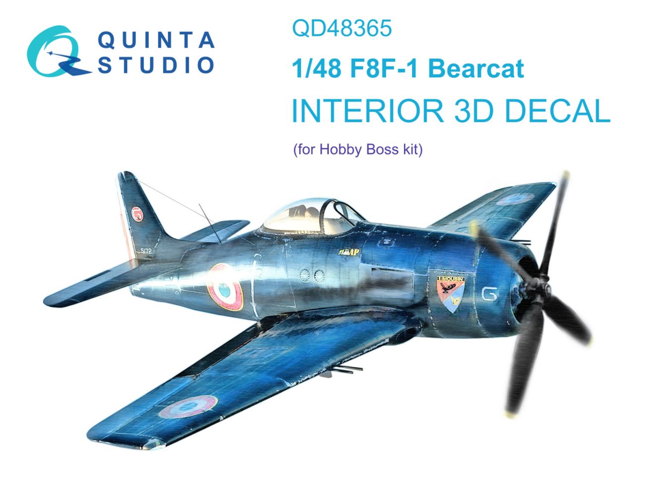 1:48 F8F-1 Bearcat 3D-Printed & coloured Interior on decal paper (Hobby Boss)
