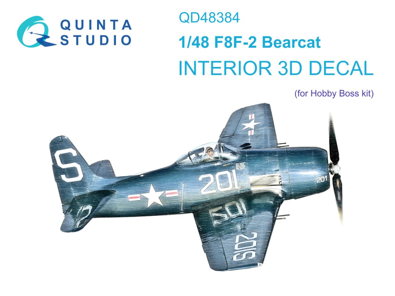 1:48 F8F-2 Bearcat 3D-Printed & coloured Interior on decal paper (Hobby Boss)