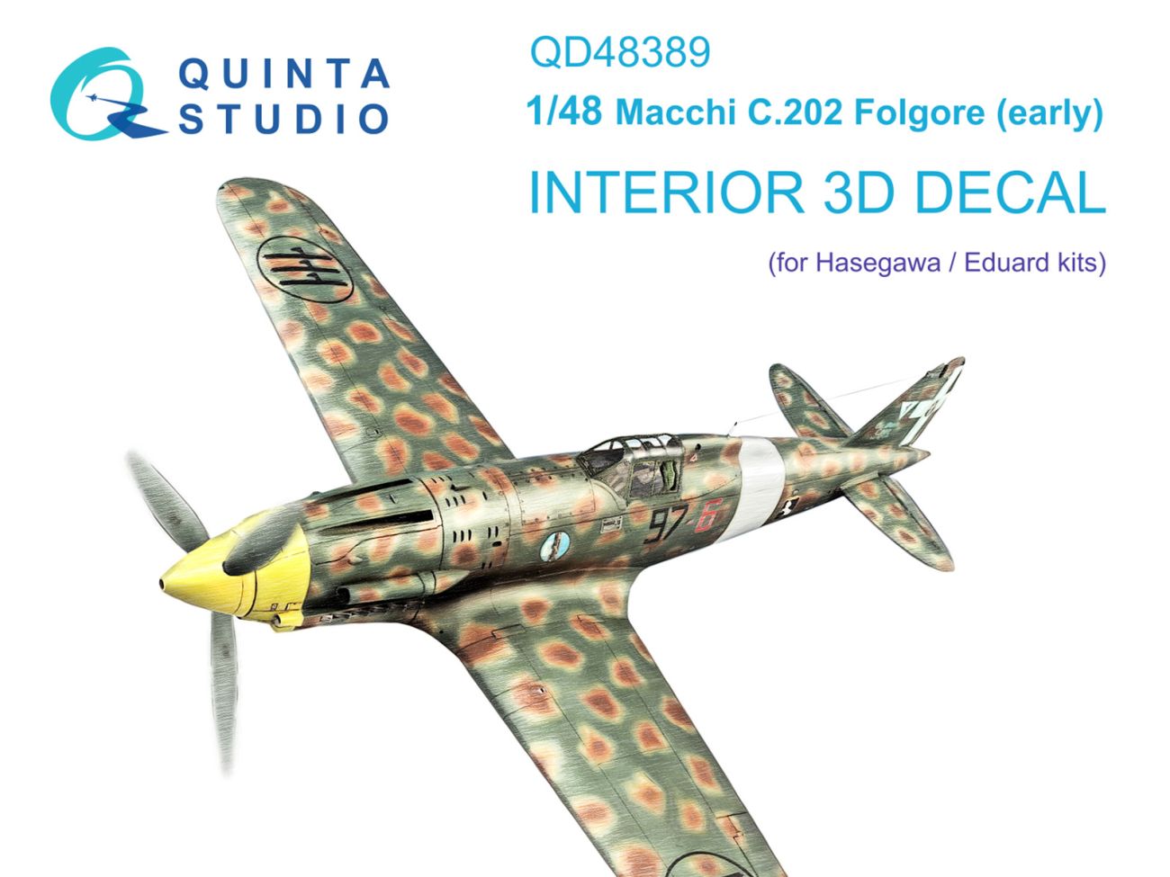 1:48 Macchi C.202 Folgore Early 3D-Printed & coloured Interior on decal paper (Hasegawa/Eduard)