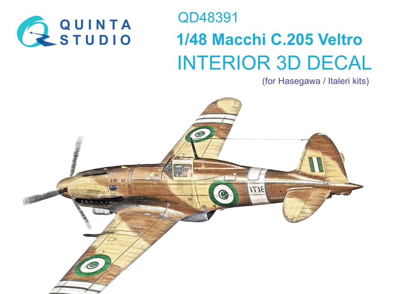 1:48 Macchi C.205 Veltro 3D-Printed & coloured Interior on decal paper (Hasegawa/Italeri)