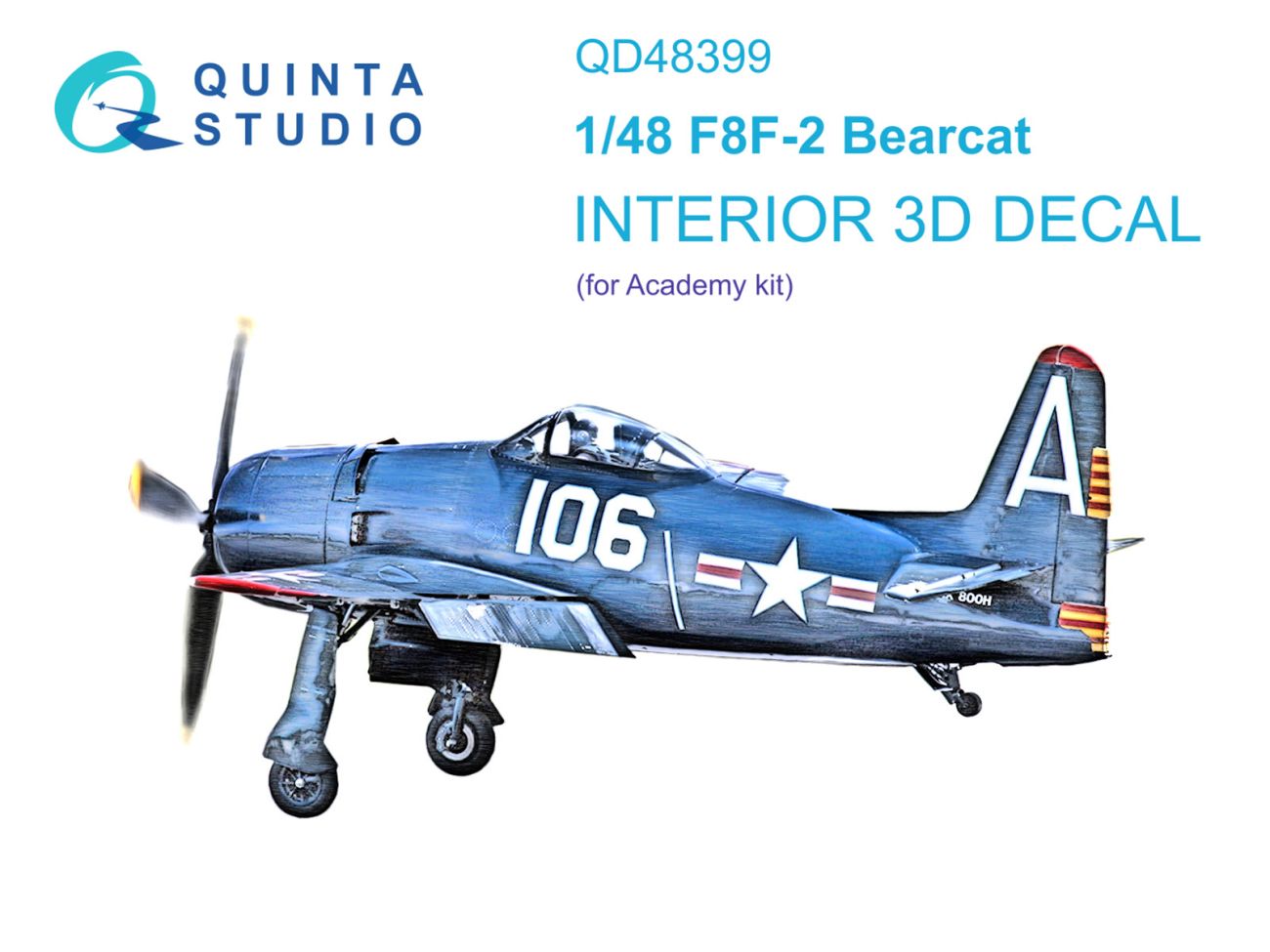 1:48 F8F-2 Bearcat 3D-Printed & coloured Interior on decal paper (Academy)