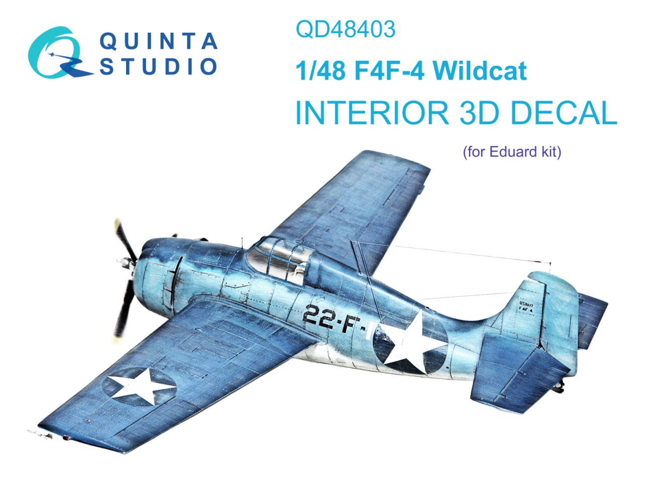 1:48 F4F-4 Wildcat 3D-Printed & coloured Interior on decal paper (Eduard)