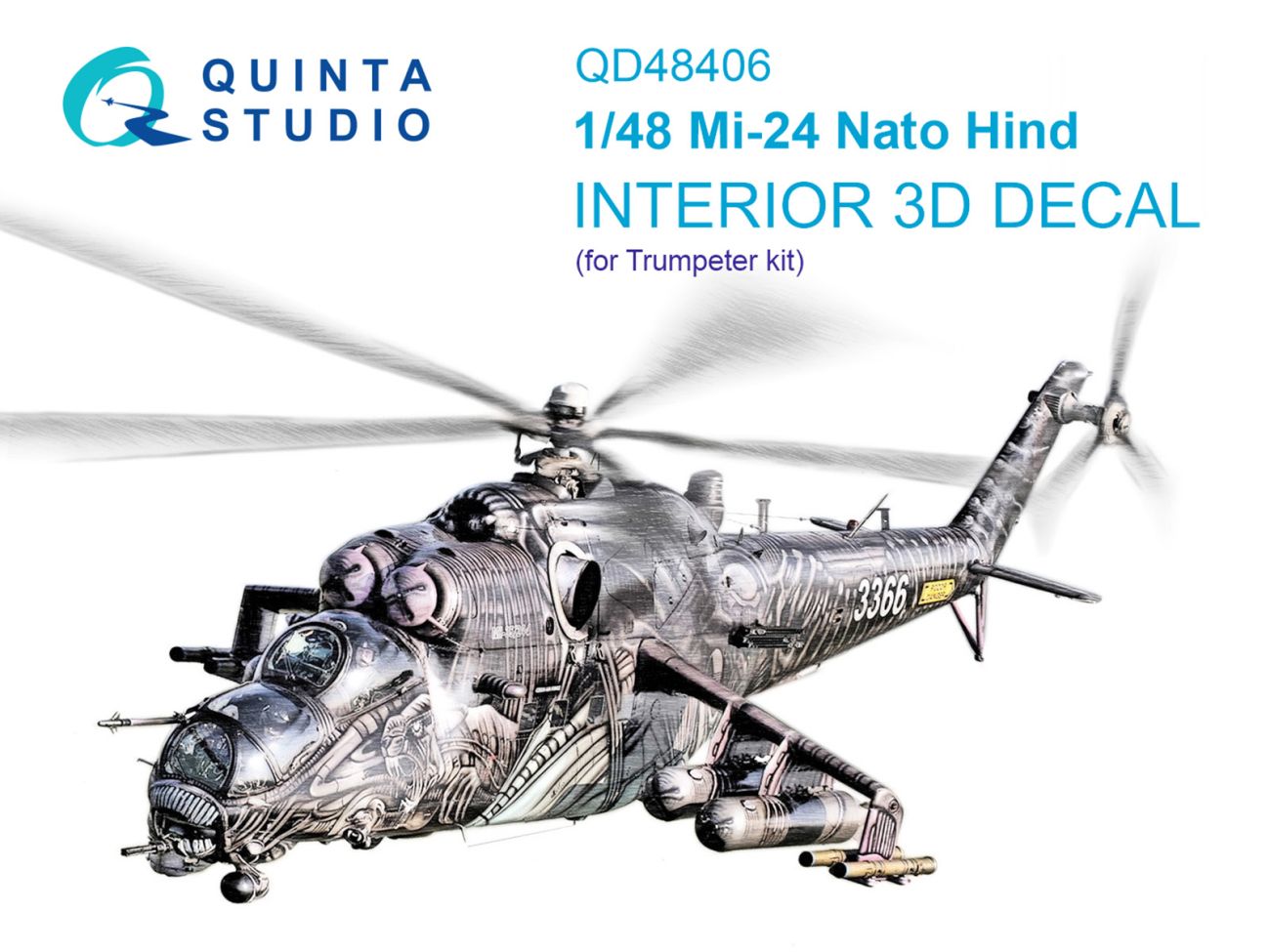 1:48 Mi-24 Nato Hind 3D-Printed & coloured Interior on decal paper (Trumpeter)