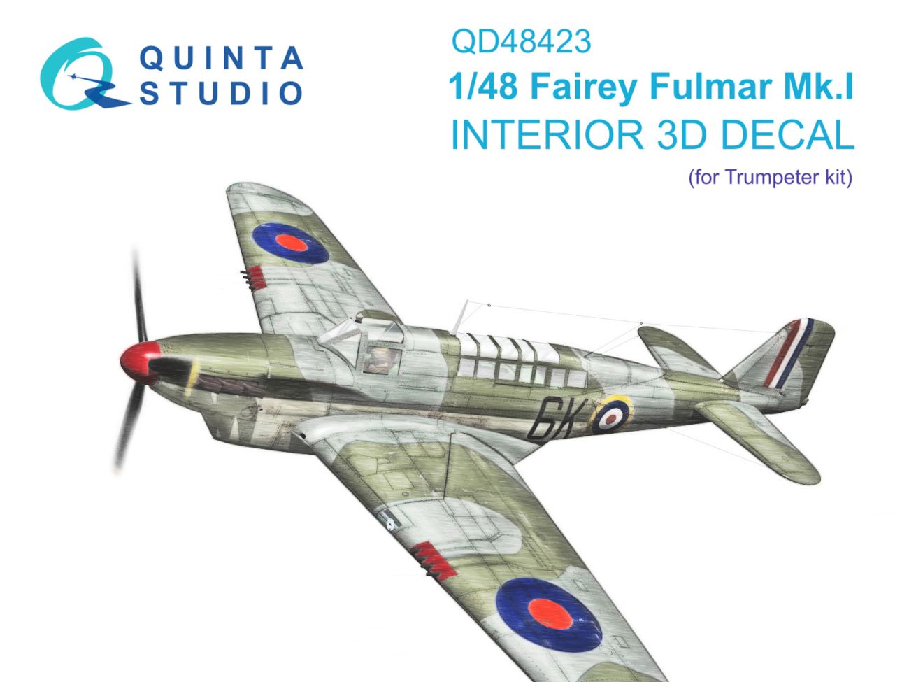 1:48 Fairey Fulmar Mk.I 3D-Printed & coloured Interior on decal paper (Trumpeter)