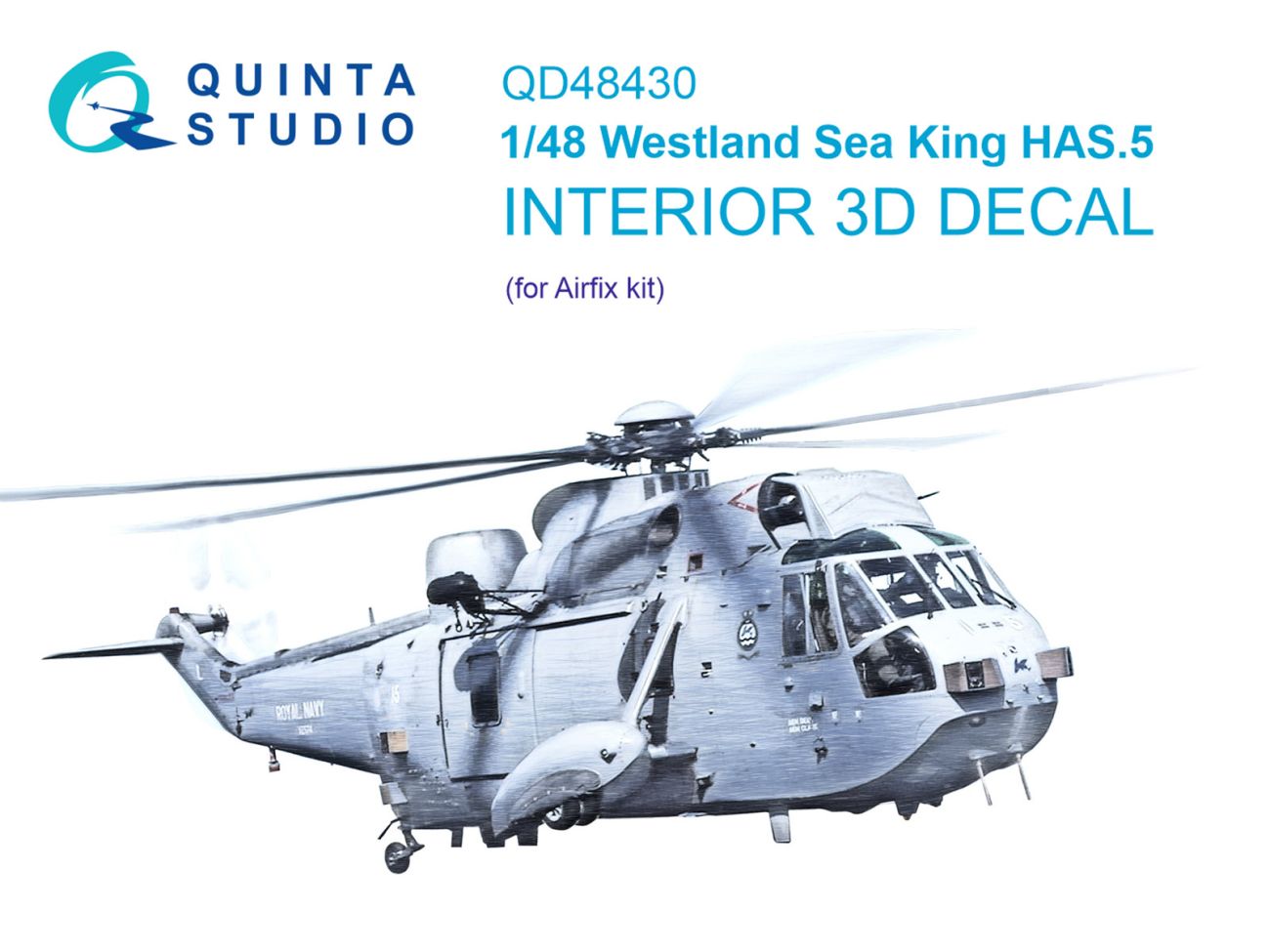 1:48 Westland Sea King HAS.5 3D-Printed & coloured Interior on decal paper (Airfix)