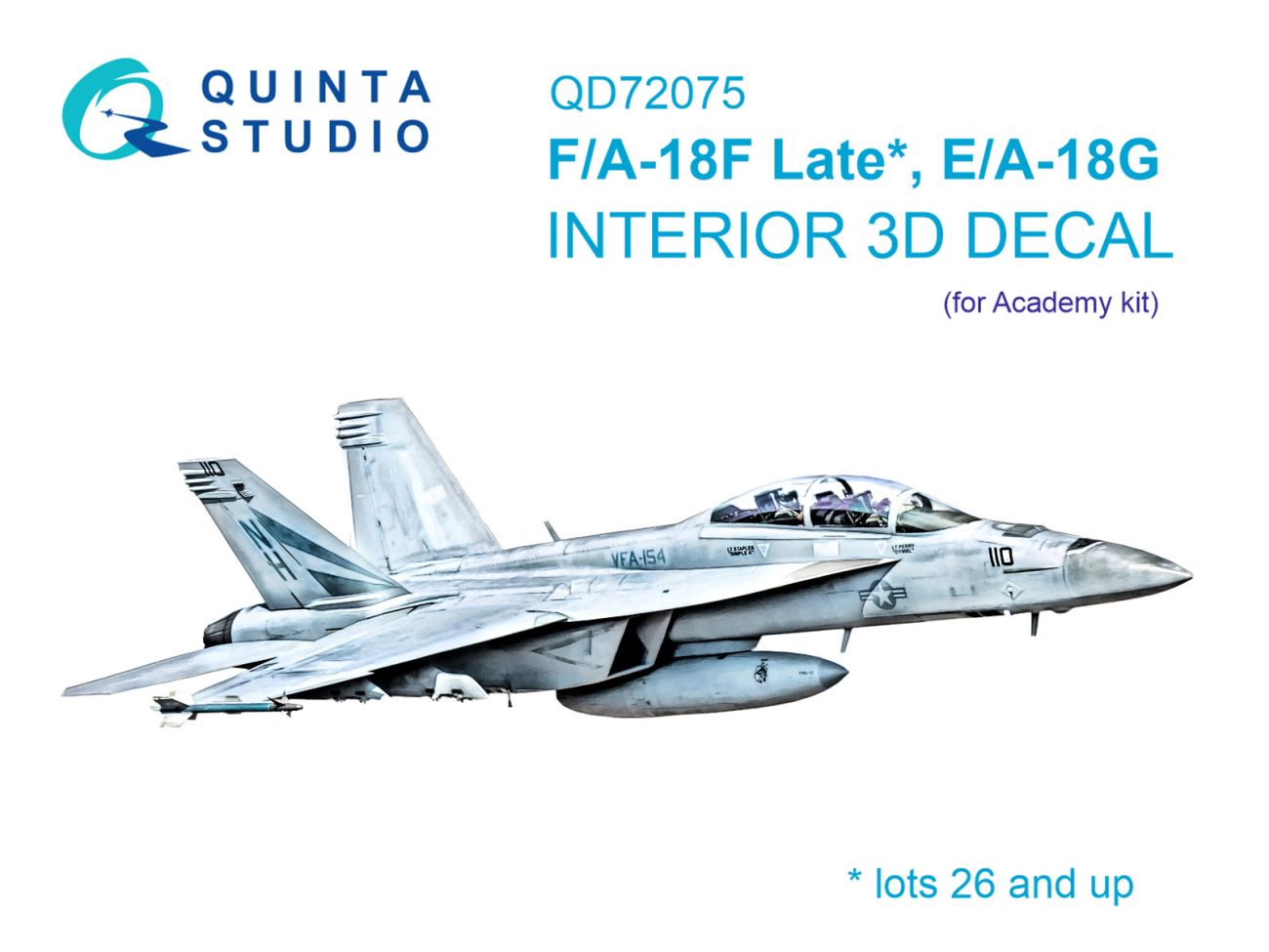 1:72 F/A-18F Late, E/A-18G 3D-Printed & coloured Interior on decal paper (Academy)