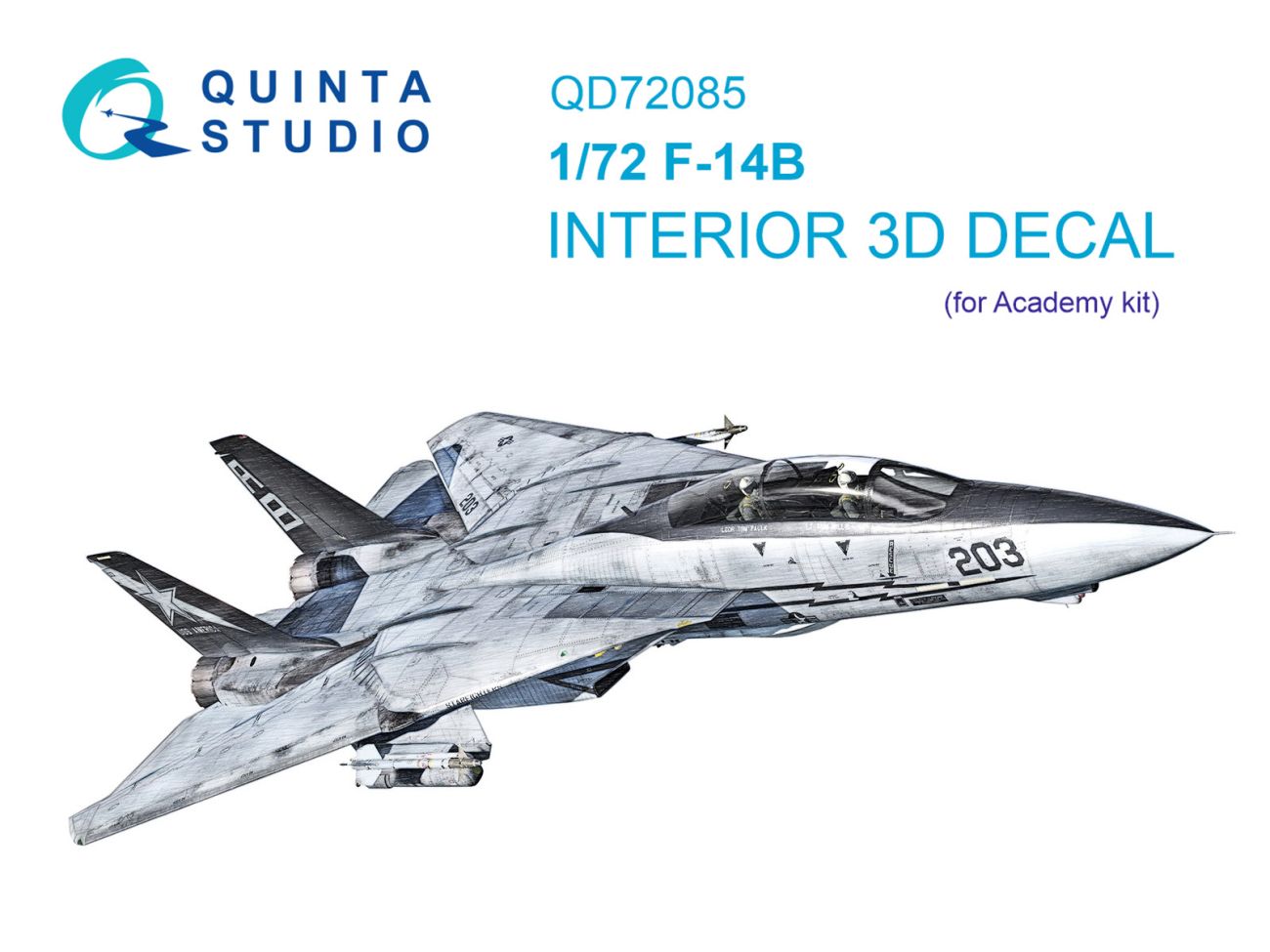 1:72 F-14B 3D-Printed & coloured Interior on decal paper (Academy)
