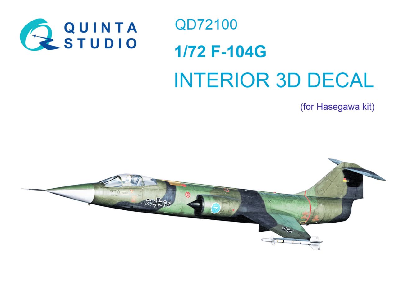 1:72 F-104G 3D-Printed & coloured Interior on decal paper (Hasegawa)