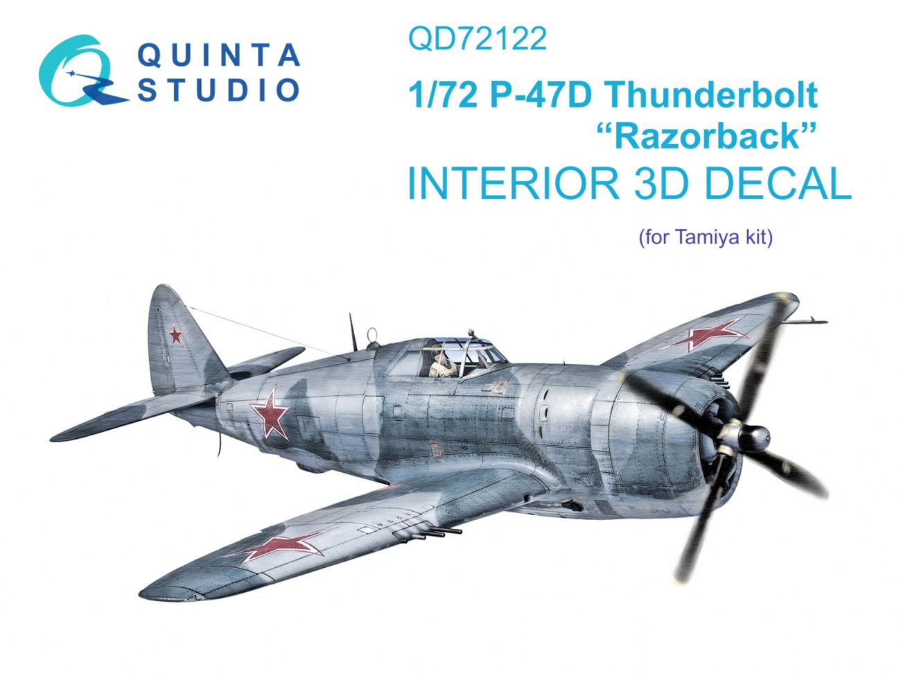 1:72 P-47D Thunderbolt Razorback 3D-Printed & coloured Interior on decal paper (Tamiya)