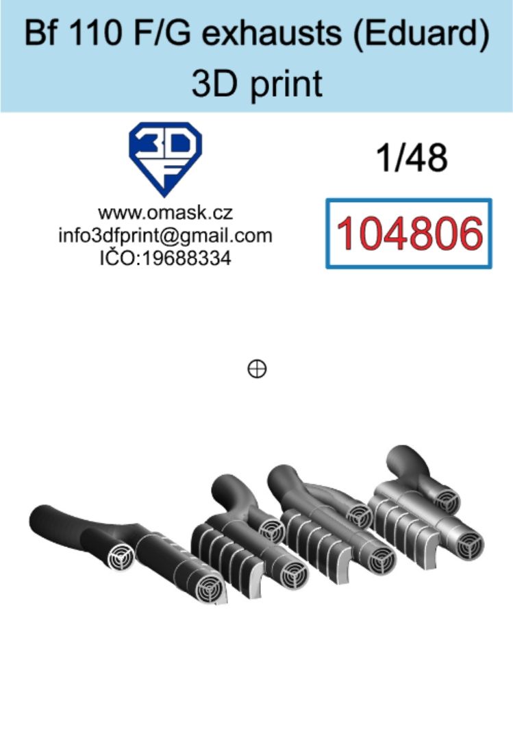 1:48 Bf 110 F/G exhaust (pro Eduard) 3D print