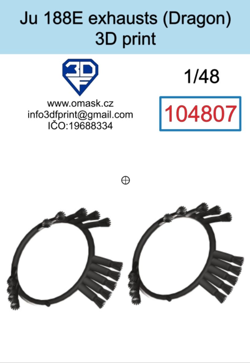 1:48 Ju 188E exhaust (Dragon) 3D print