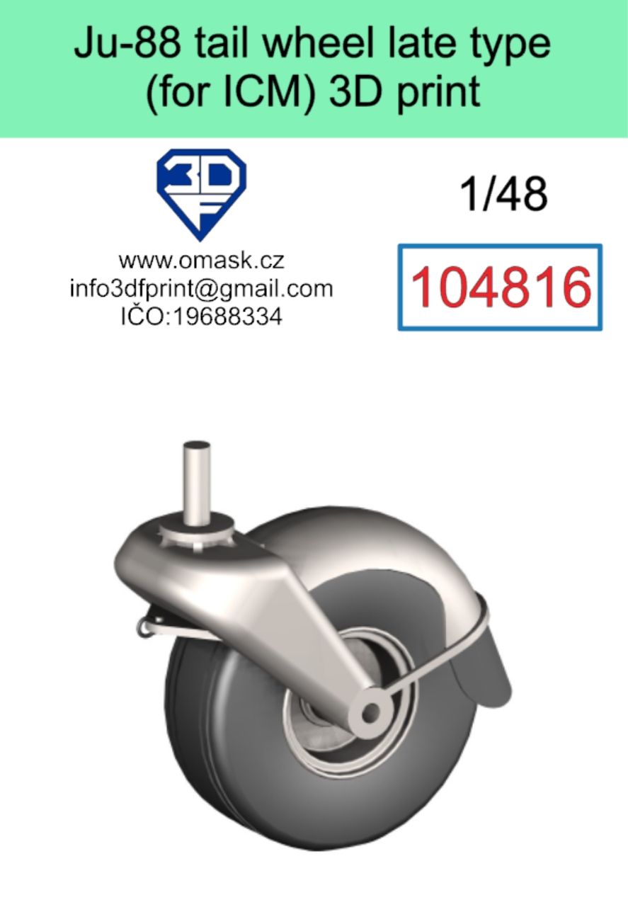 1:48 Ju-88 tail wheel late type 3D print (for ICM)