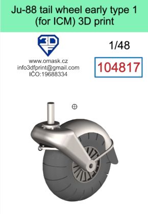 1:48 Ju-88 tail wheel early type 1 3D print (for ICM)