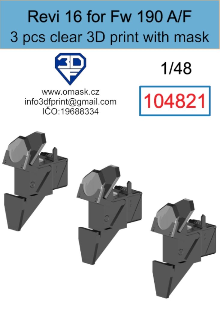 1:48 Revi 16 for Fw 190 A/F clear 3D print (3 pcs)