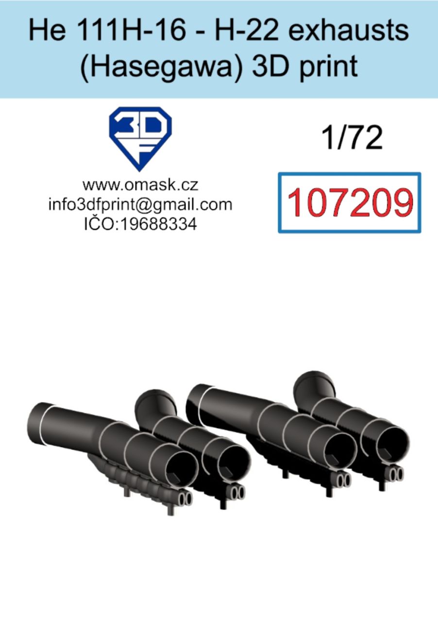 1:72 He 111H-16 - H-22 exhausts (Hasegawa) 3D print