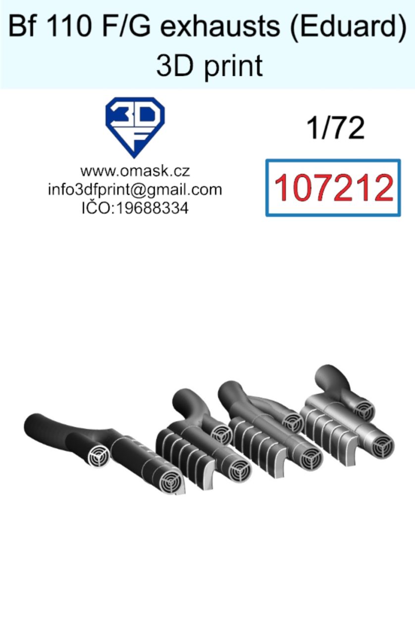 1:72 Bf 110 F/G exhaust (Eduard) 3D print