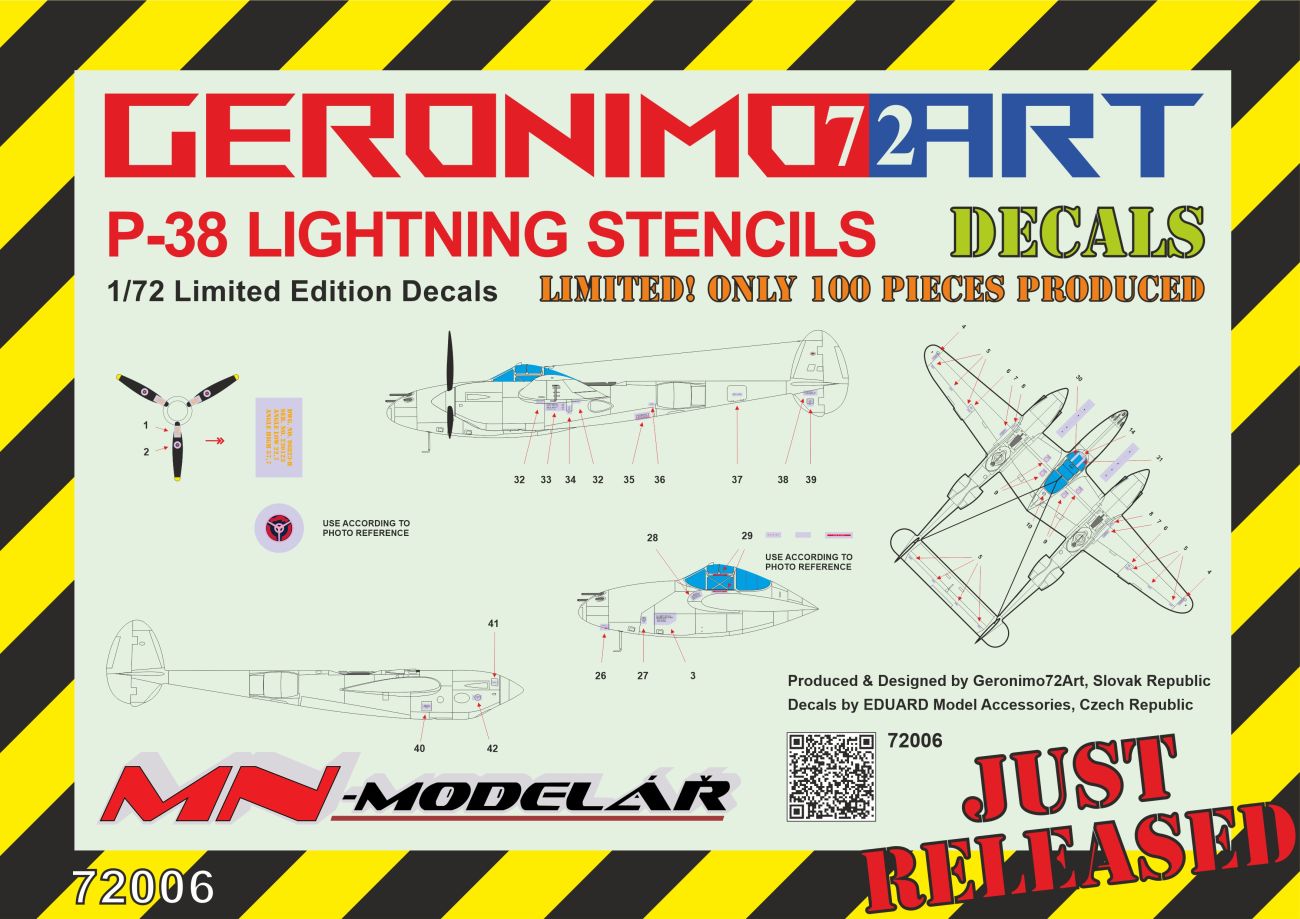 1:72 P-38 Lighting stencils