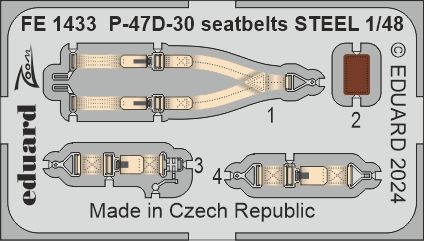 1:48 P-47D-30 Thunderbolt seatbelts STEEL