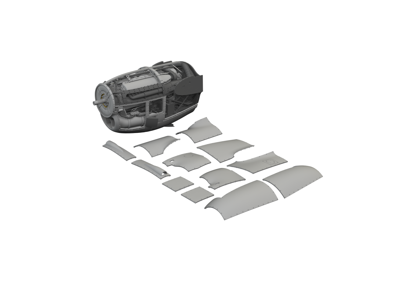 1:48 P-38J Lightning right engine 3D-Printed