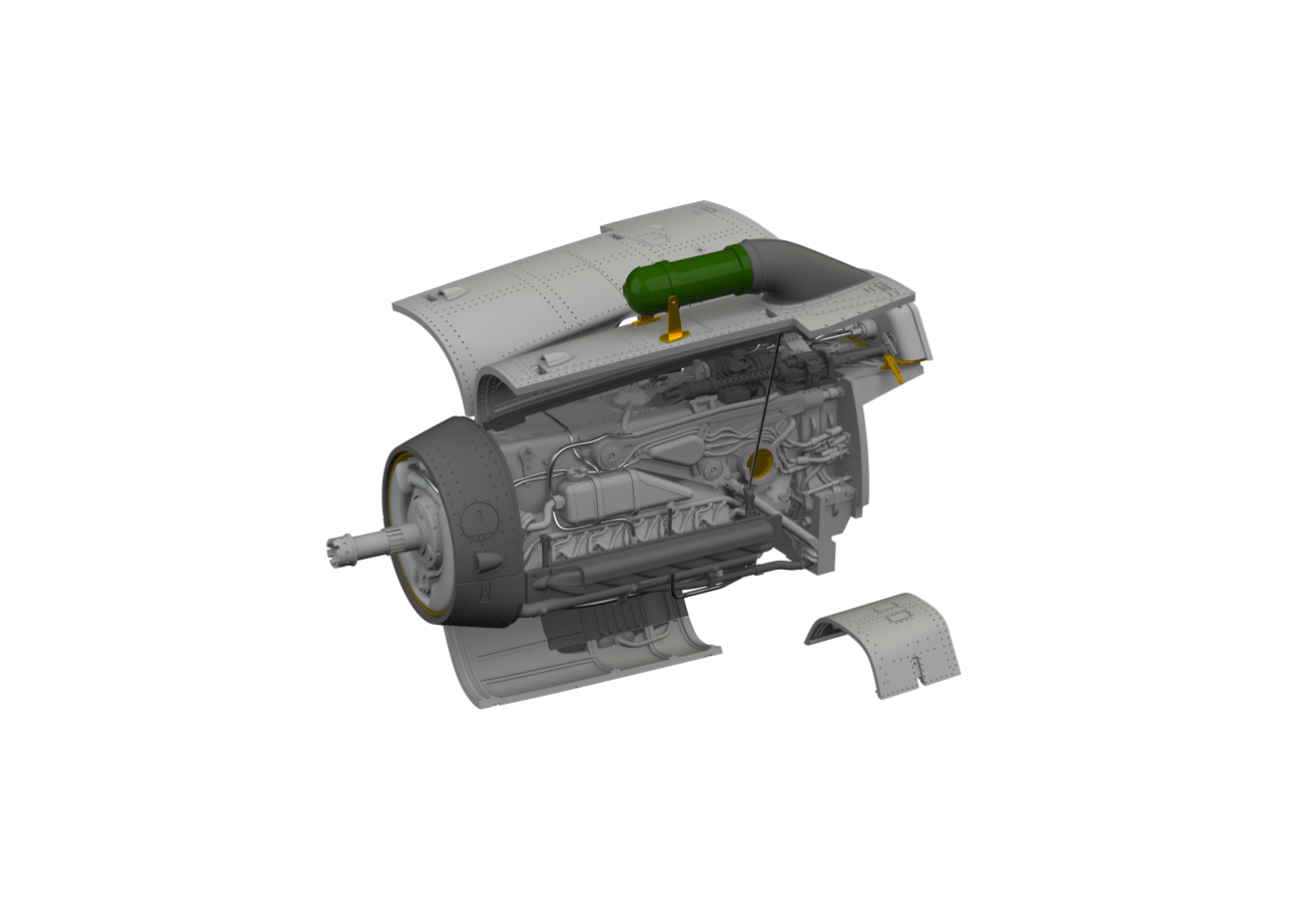 1:72 Bf-109G-2 /Bf-109G-4 engine 3D-Printed