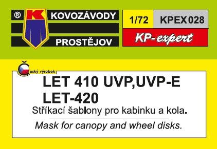 1:72 Stříkací šablony pro kabinu a kola pro modely LET 410 UVP, UVP-E, LET 420