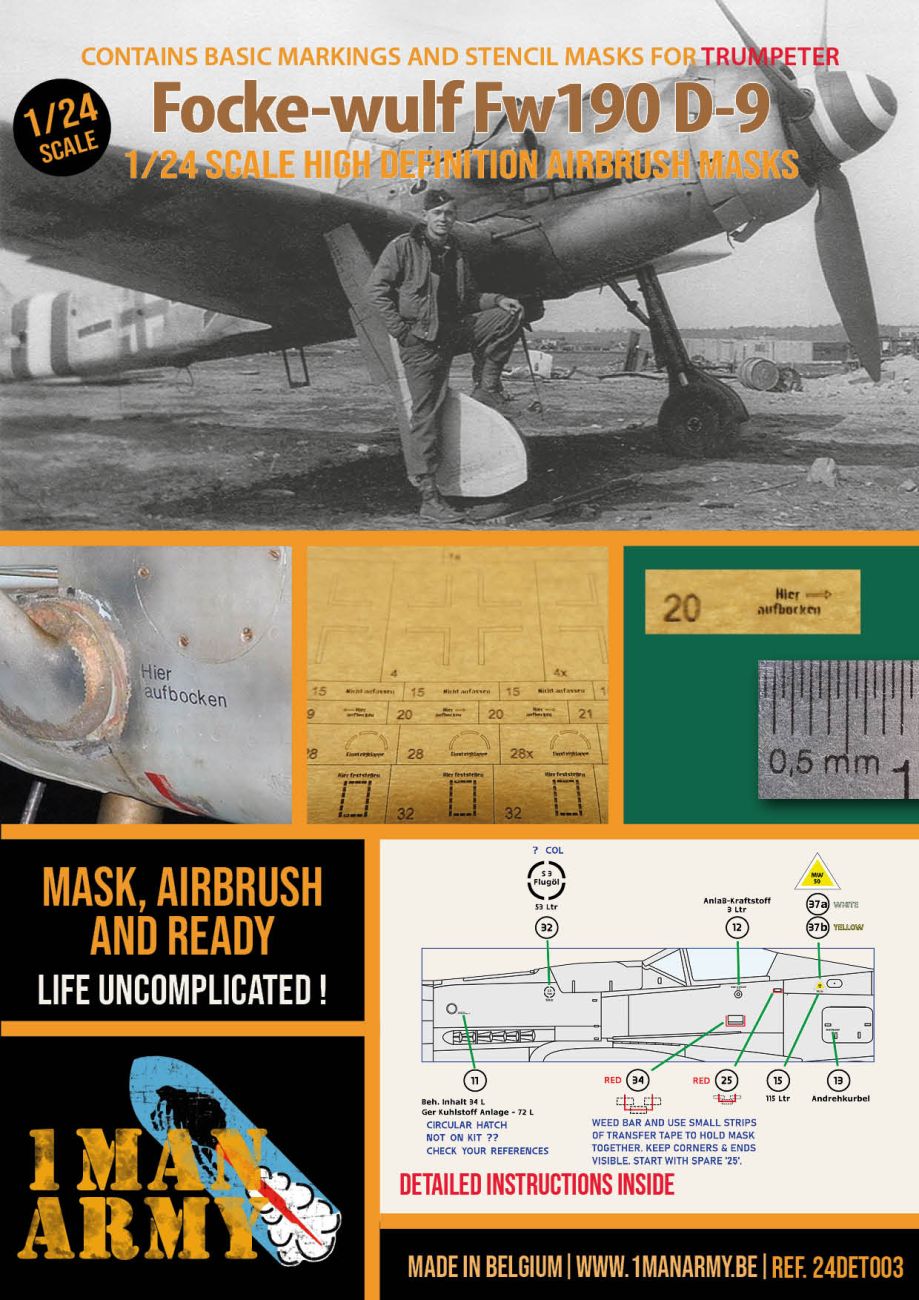 1:24 Focke-Wulf Fw-190D-9 high definition airbrush masks