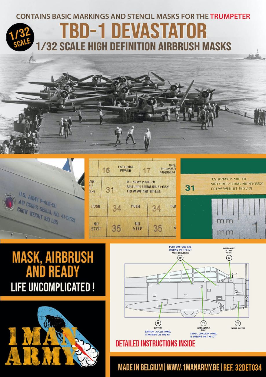 1:32 Douglas TBD-1 Devastator contains high definition stencilling masks