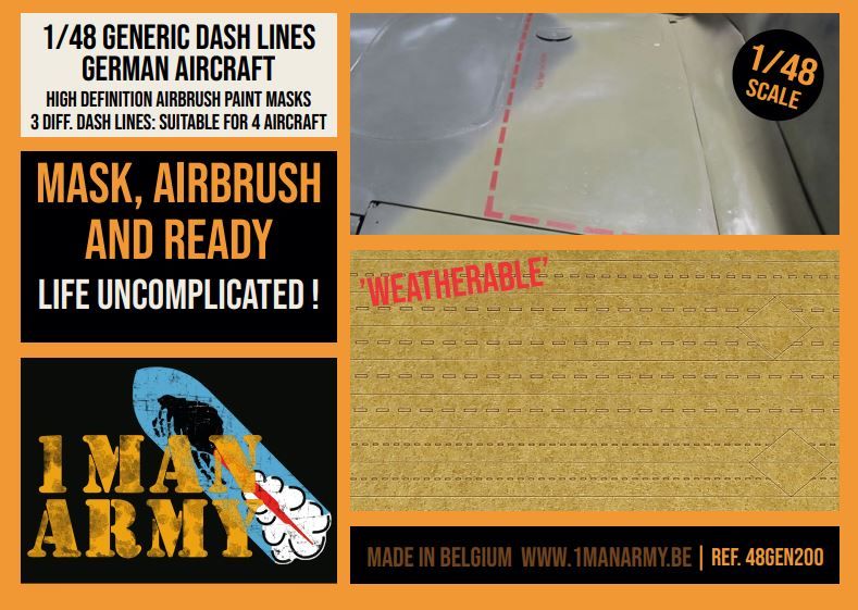 1:48 Dash Lines generic set. 3 different dash lines suitable for 4 aircraft