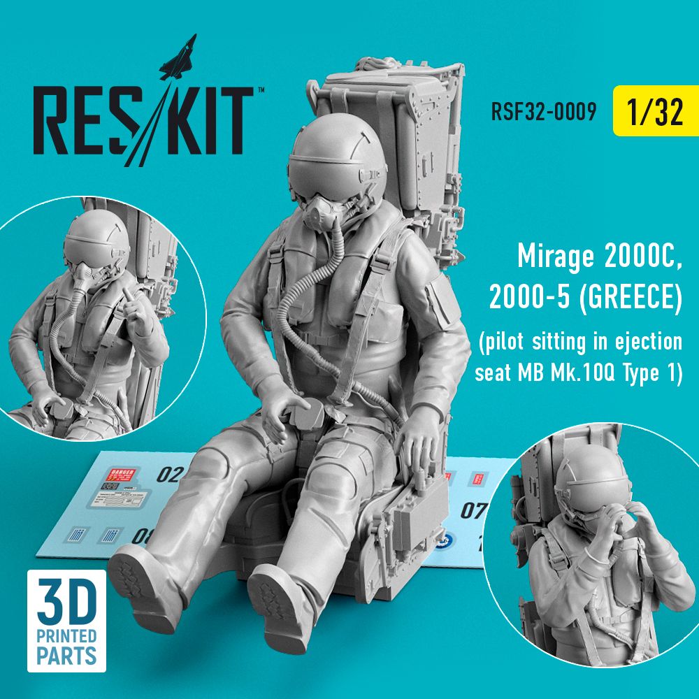 1:32 Dassault-Mirage 2000C, 2000-5 (GREECE) pilot sitting in ejection seat MB Mk.10Q (Type 1)