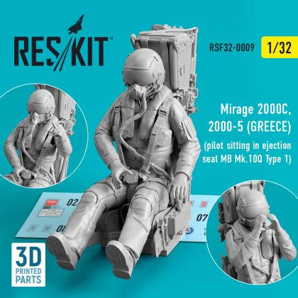 1:32 Dassault-Mirage 2000C, 2000-5 (GREECE) pilot sitting in ejection seat MB Mk.10Q (Type 1)