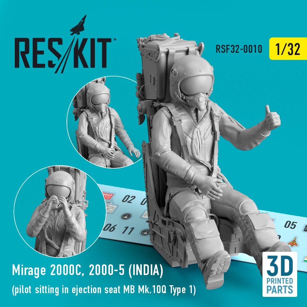 1:32 Mirage 2000C, 2000-5 (INDIA) pilot sitting in ejection seat MB Mk.10Q (Type 1)