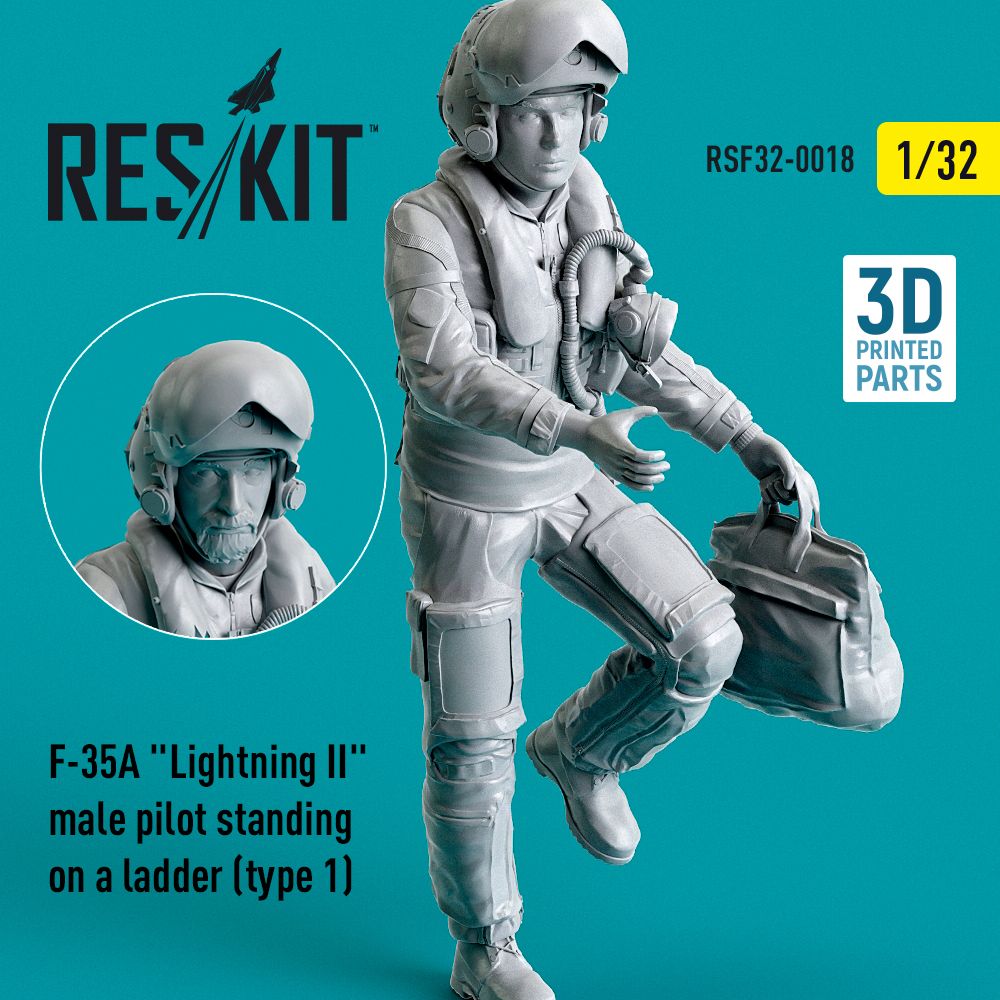 1:32 Martin F-35A Lightning II male pilot standing on a ladder (type 1)