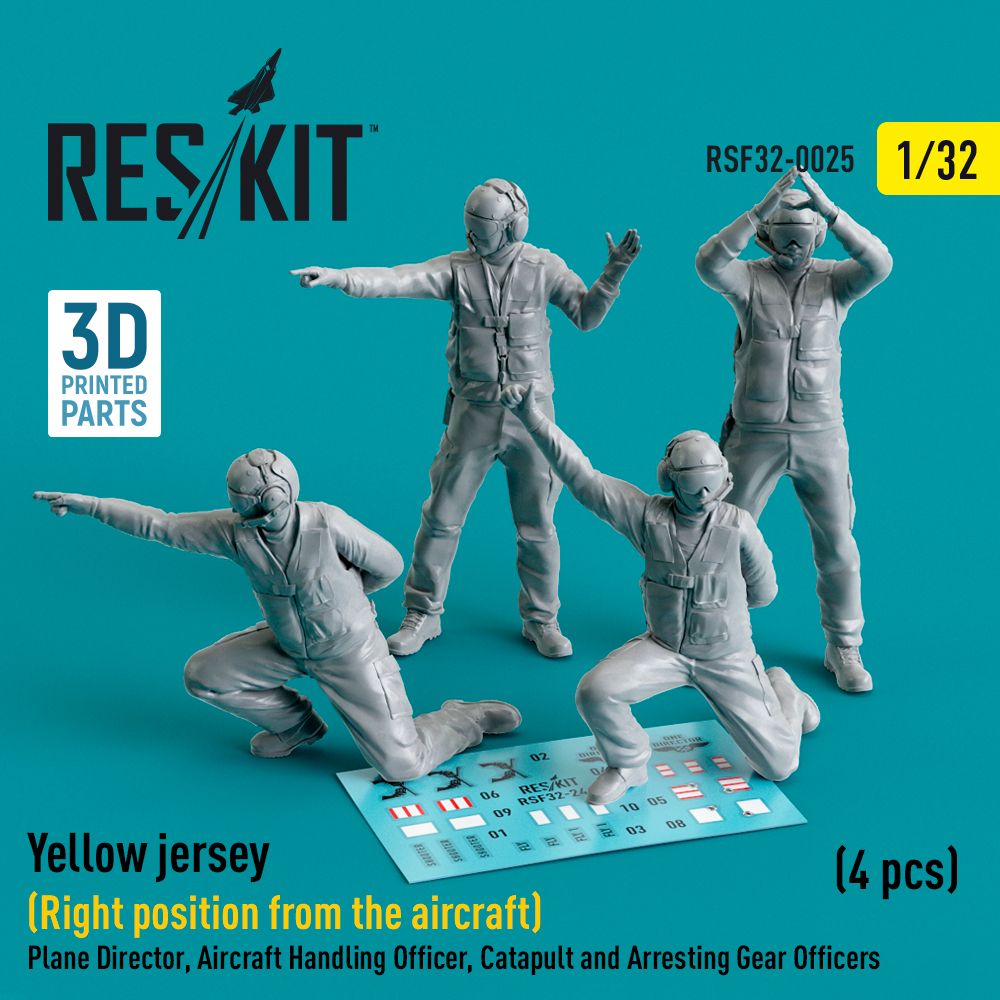 1:32 Yellow jersey (Right position from the aircraft) Plane Director, Aircraft Handling Officer, Catapult and Arresting Gear Officers (4 pcs)