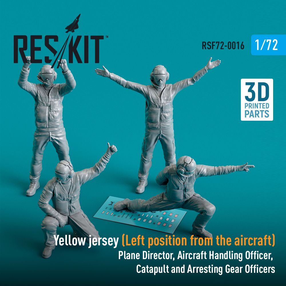 1:72 Yellow jersey (Left position from the aircraft) Plane Director, Aircraft Handling Officer, Catapult and Arresting Gear Officers (4 pcs)