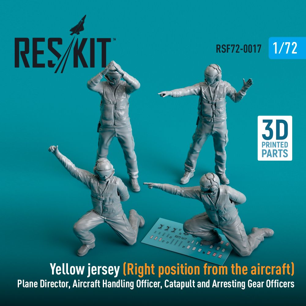 1:72 Yellow jersey (Right position from the aircraft) Plane Director, Aircraft Handling Officer, Catapult and Arresting Gear Officers (4 pcs)