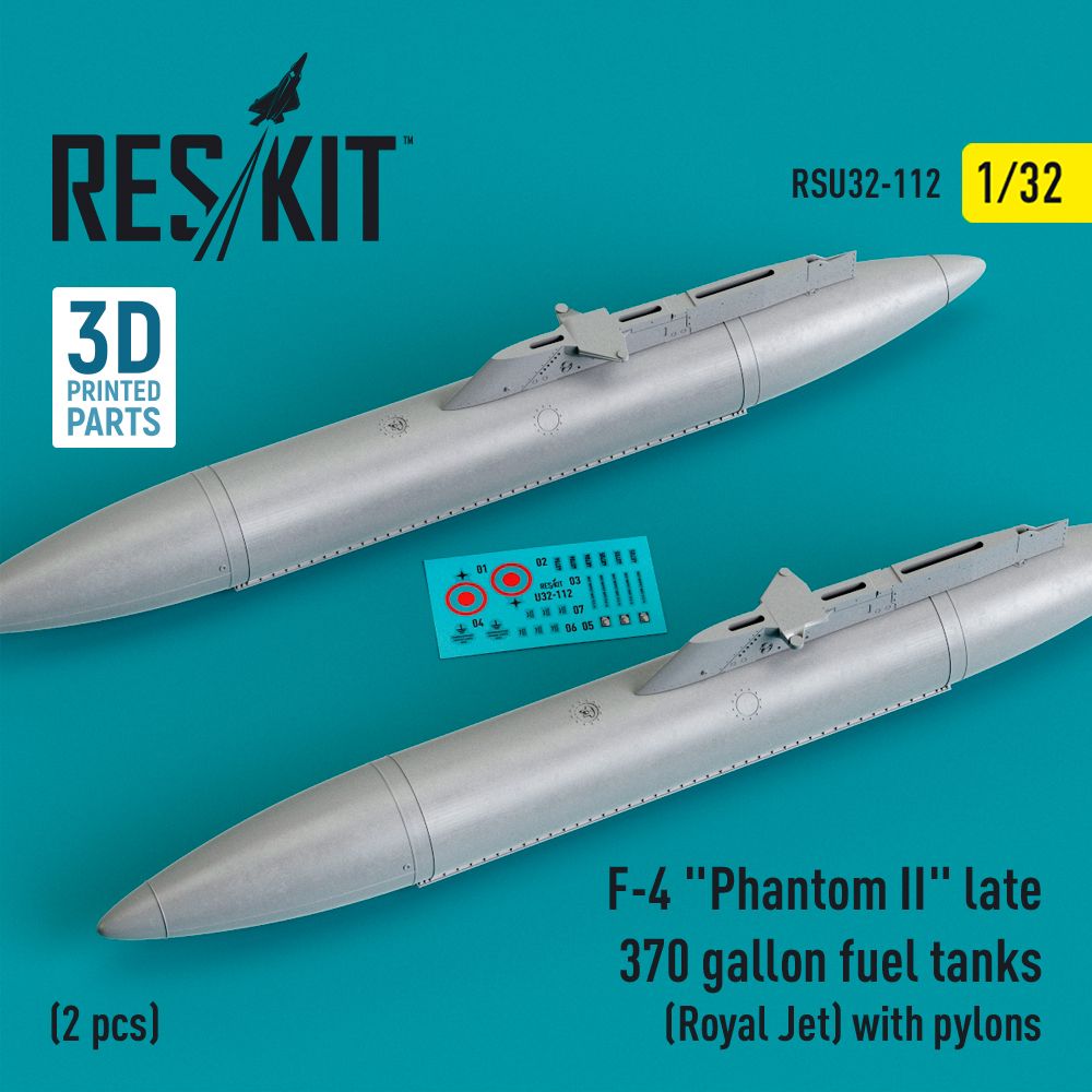 1:32 F-4 Phantom II late 370 gallon fuel tanks (Royal Jet) with pylons (2 pcs)