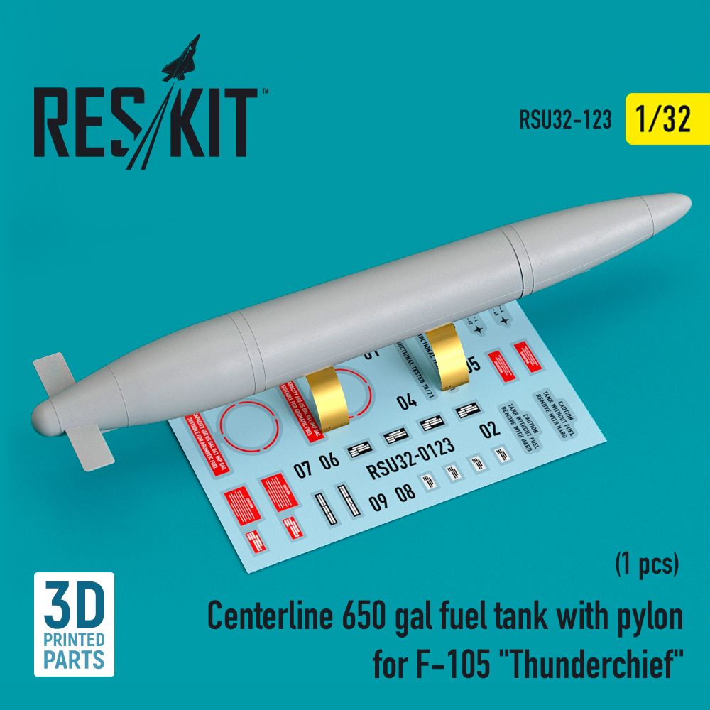 1:32 Centerline 650 gal fuel tank with pylons for Republic F-105D/F-105G Thunderchief (1 pcs)