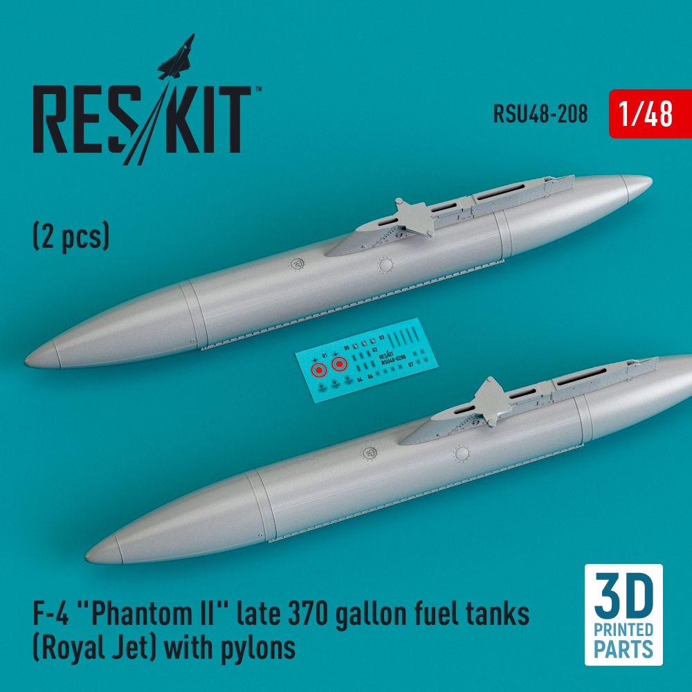 1:48 F-4 Phantom II late 370 gallon fuel tanks (Royal Jet) with pylons (2 pcs)