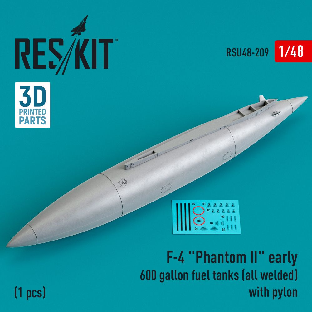 1:48 F-4 Phantom II early 600 gallon fuel tanks (all welded) with pylon (1 pcs)