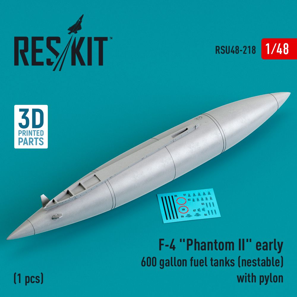 1:48 F-4 Phantom II early 600 gallon fuel tanks (nestable) with pylon (1 pcs)